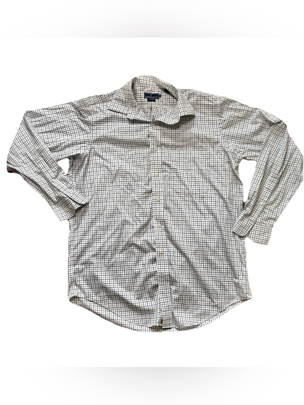 Lanesboro Men's Casual classic Checkered Shirt - Black, and White n blue